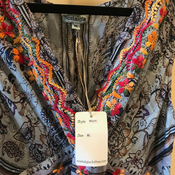 Nostalgia Apparel Embroidered Maxi Tank Dress XL - Picture 3 of 3